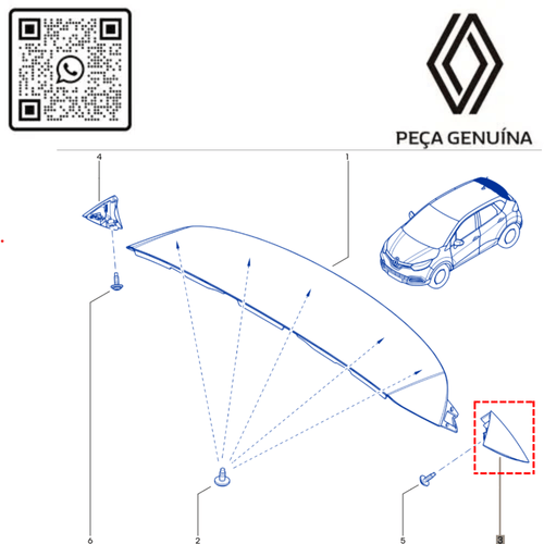 RN 33581R 960333581R acabamento Aerof¢lio Esquerdo Renault Captur Original - 4
